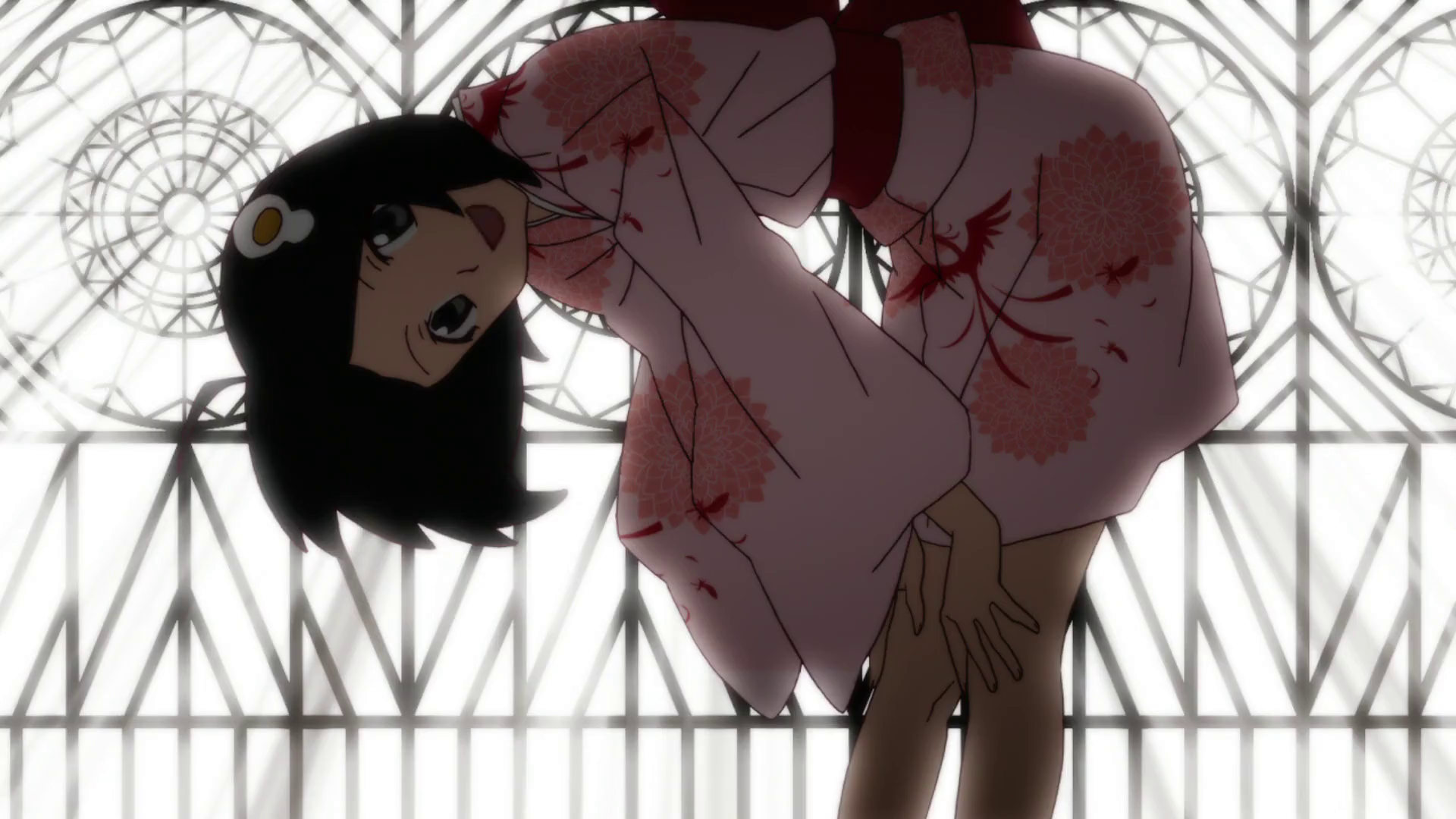 Image of Tsukihi Araragi bending down